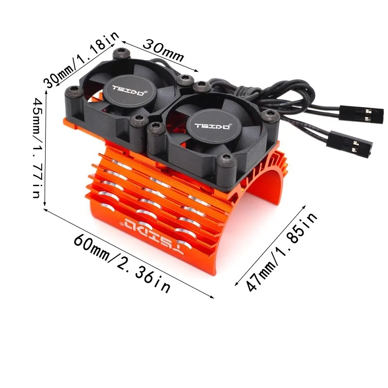RC Motor Heatsink Dual 27000RPM Cooling Fan for 1/7 1/8 Arrma Trxs RC Car Fit 4068 4074 4092 4268 4274 40-42mm Motors