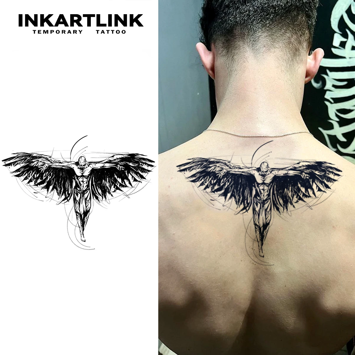 Angel temporary tattoo sticker, waterproof magic tattoo, lasts to 15 days fake tattoo, semi permanent tattoo