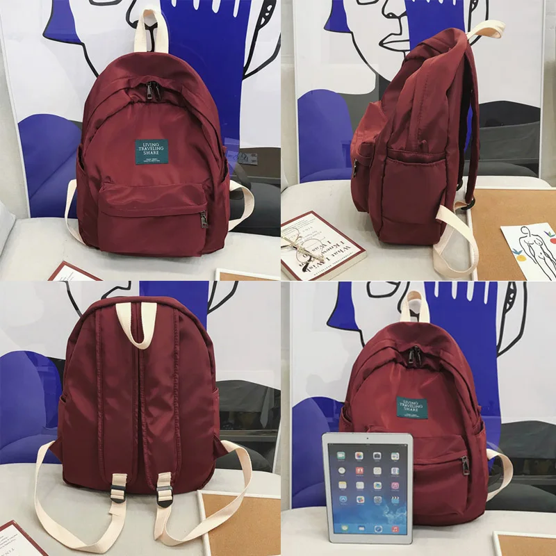 Estudante à prova dwaterproof água náilon mochila feminina mochilas do vintage faculdade adolescente escola saco de viagem moda bagpack