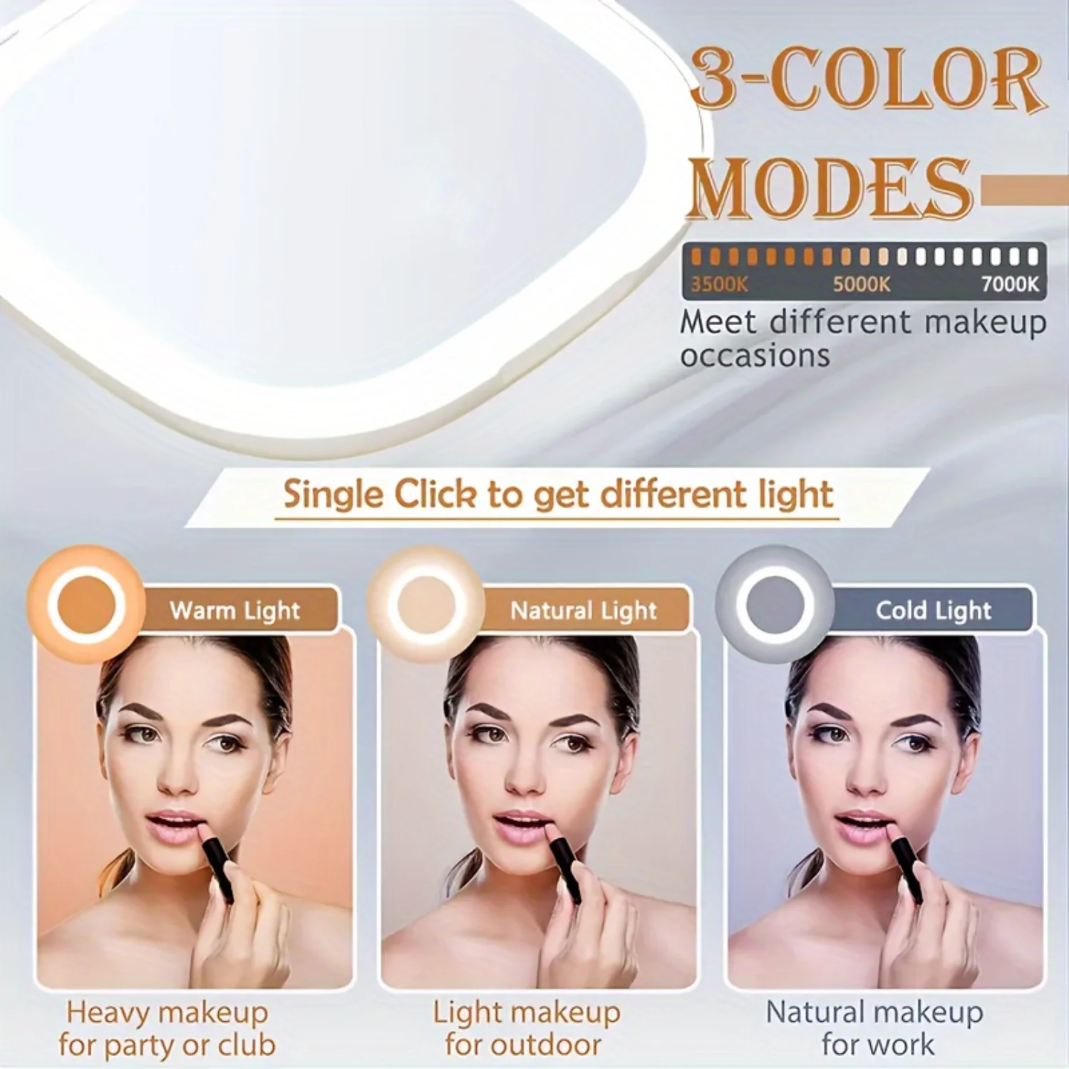 3-Color LED Lighted Makeup Mirror | 1X/2X/3X Magnification, USB Rechargeable & Foldable Portable Vanity for Perfect Mak