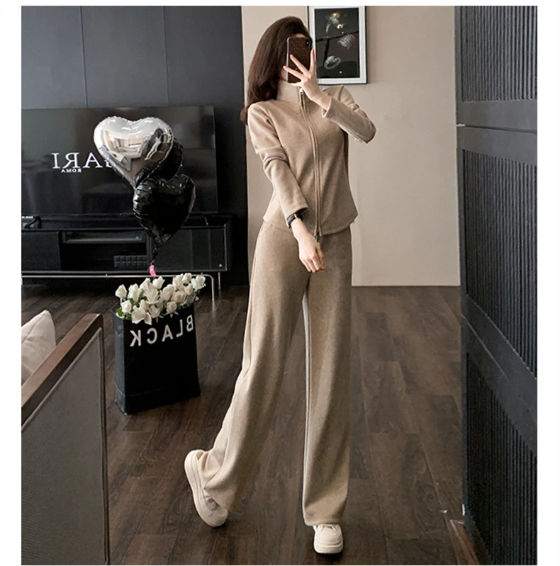 new spring autumn cotton plus size brand female women girls sport coat pants sets suits clothing