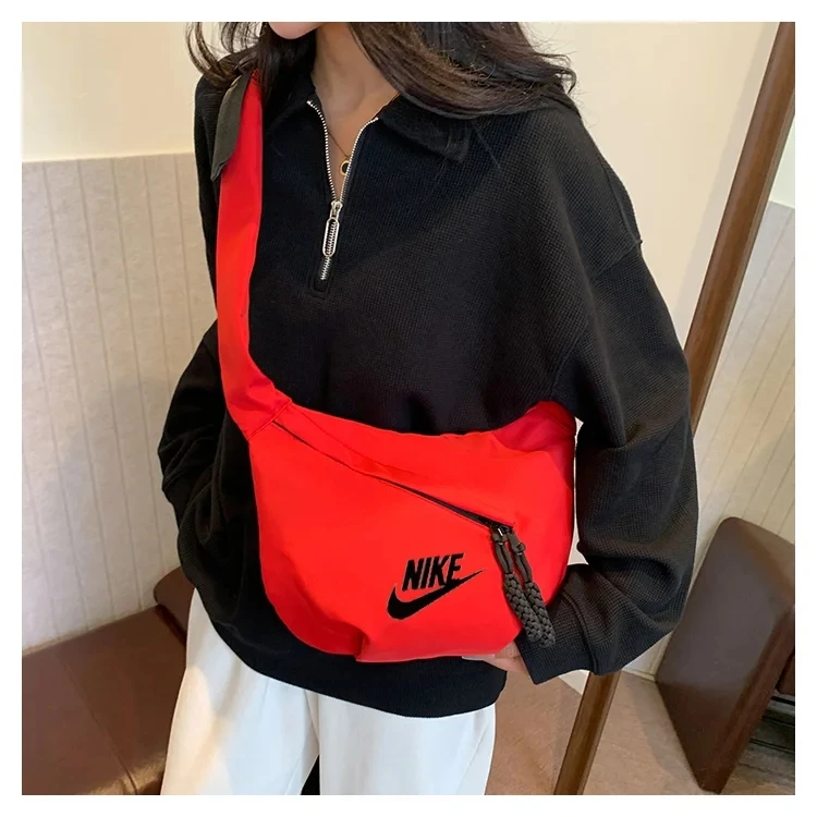 NIKE-Sac de poitrine en nylon à fermeture éclair, grande capacité, sport initié, ceinture à bandoulière