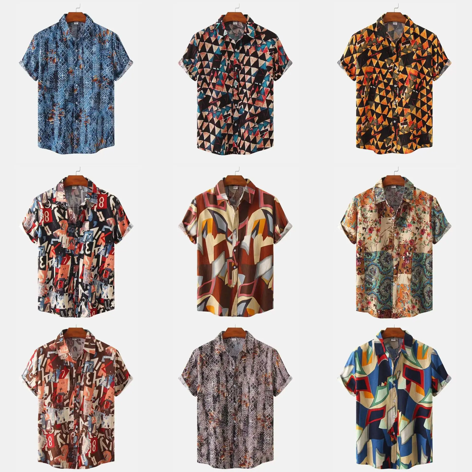 

Летняя мужская повседневная рубашка с цветочным принтом, свободного кроя, из смесового хлопка и льна, универсальная, на все сезоны