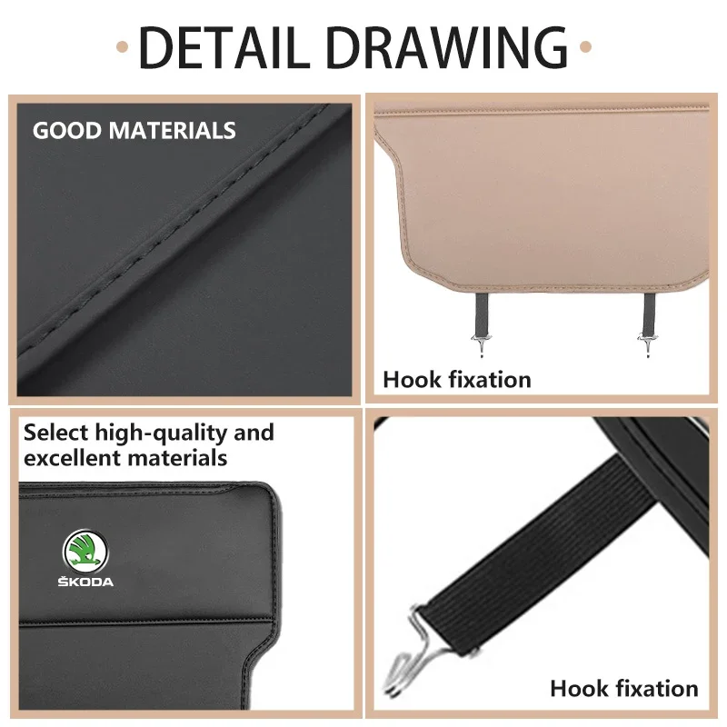 

Car Sticker For Skoda Leather Anti-Kick Pad Car Waterproof Seat Back Protector Cover Storage Bag For Skoda Octavia A5 A4 Mk1 2 F