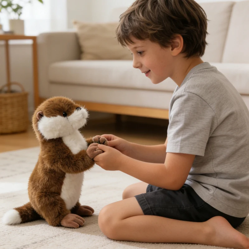Peluche Otter Mignonne de 40 cm, Douce et Confortable, Poupée Animale Magnétique, Poupée Couchée Adorable et Discrète, Jouets Amusants, Beau Cadeau