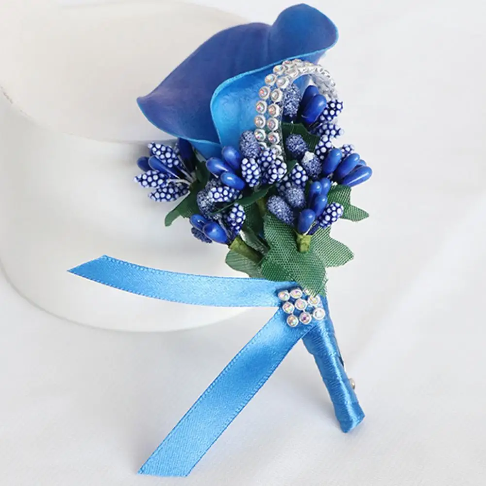 Innovative Groom Bride Groomsmen False Flower Corsage Brooch Temperament Common Callalily Brooch
