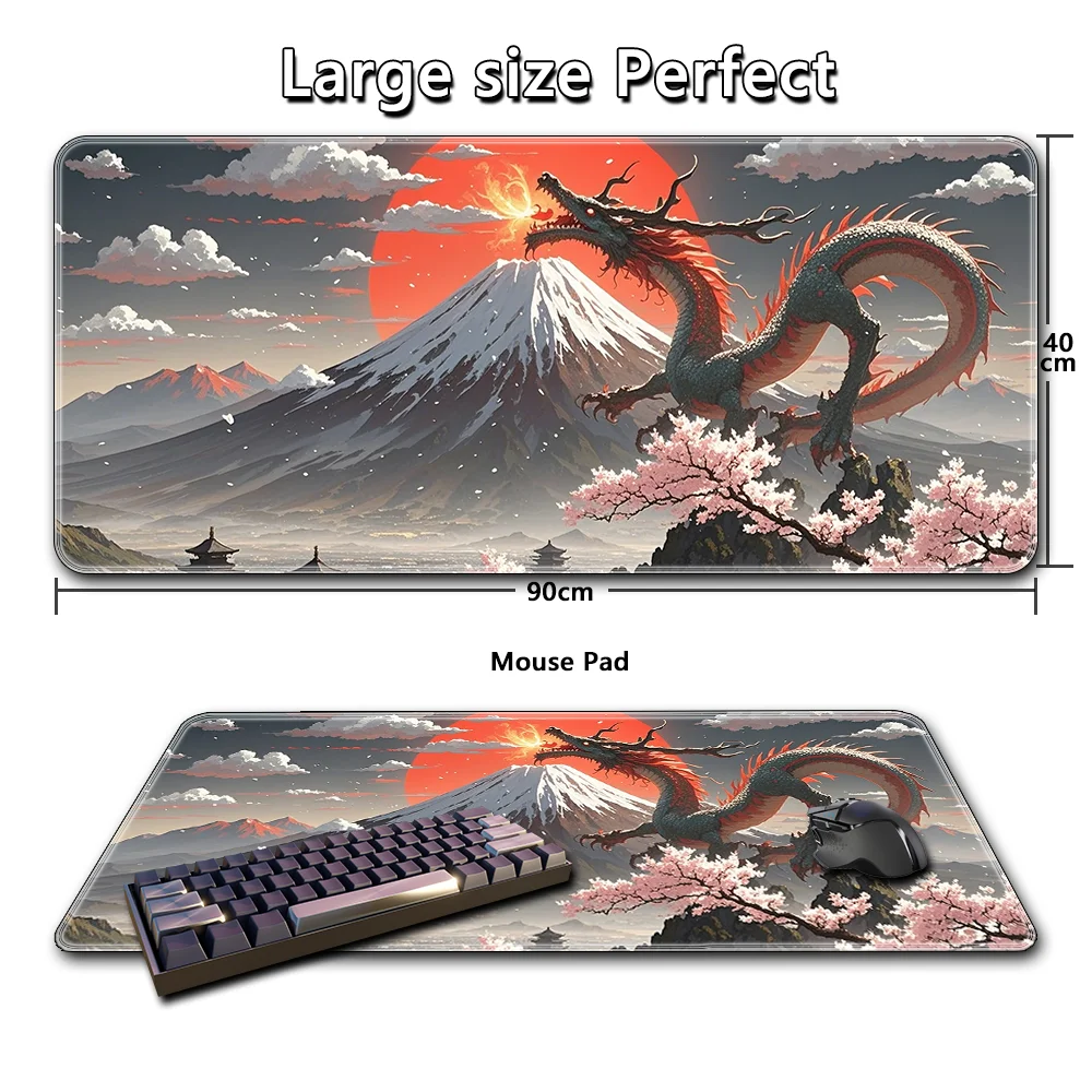 

Dragon Fantasy Red Sunset Cherry Blossoms Japanese Mount Fuji Pattern Mouse Pad Desktop Pad Keyboard Pad