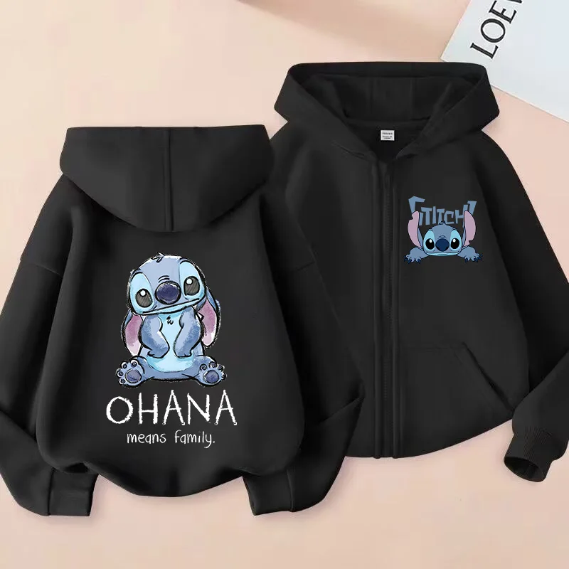 Zip Up Sweatshirts Stitch Hoodie Children Cartoon Clothes Kid Girl Boy Lilo and Stitch Sweatshirt Zipper Hoody Baby Casual Top