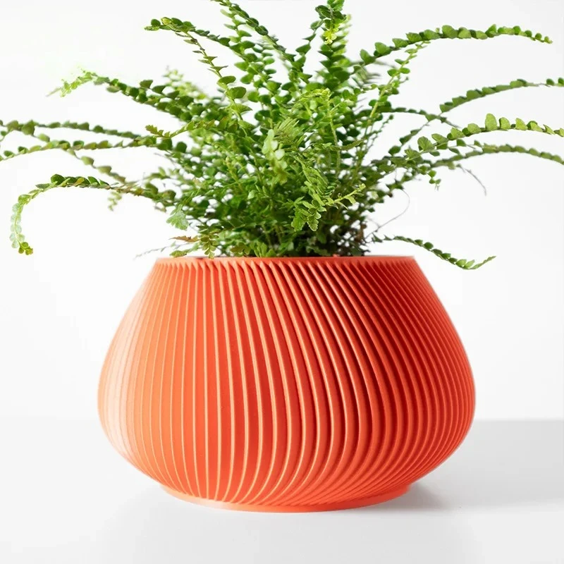 3D Printed Biodegradable Line-Detailed Plant Pot - Eco-Friendly macetas decorativas for Home & Sustainable Giftpot de fleur