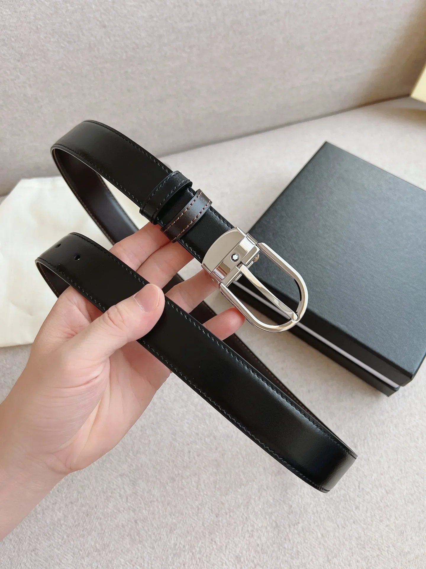 Luxury Men Belts Genuine Leather Classic Business Casual Waistband Silver Pin Buckle High Quality Cowhide Belt For Men Suit Gift