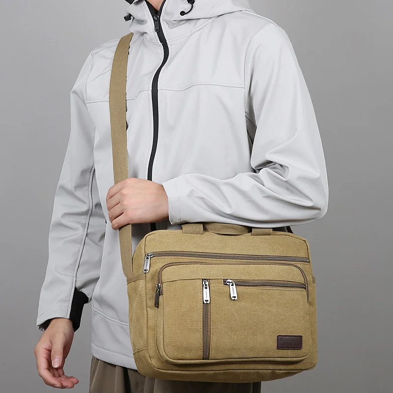 

Fashionable Men's Shoulder Bag, Large Capacity Canvas Crossbody Bag, Casual Handbag, Suitable for Business, Daily Commuting, Etc