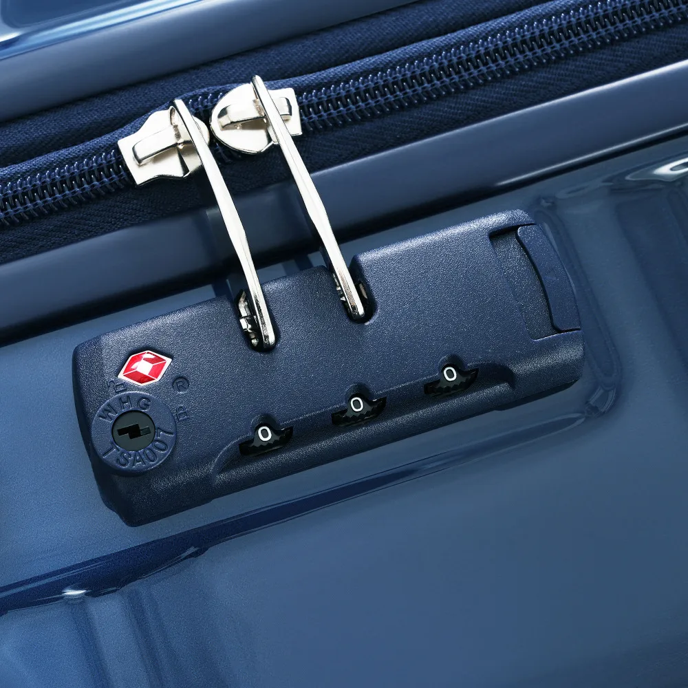 Conjunto de bagagem de 3 20 polegadas com porta USB Bagagem de mão com certificação de companhia aérea ABS + PC Hard Shell Bagagem Spinner Wheels Gradiente Azul