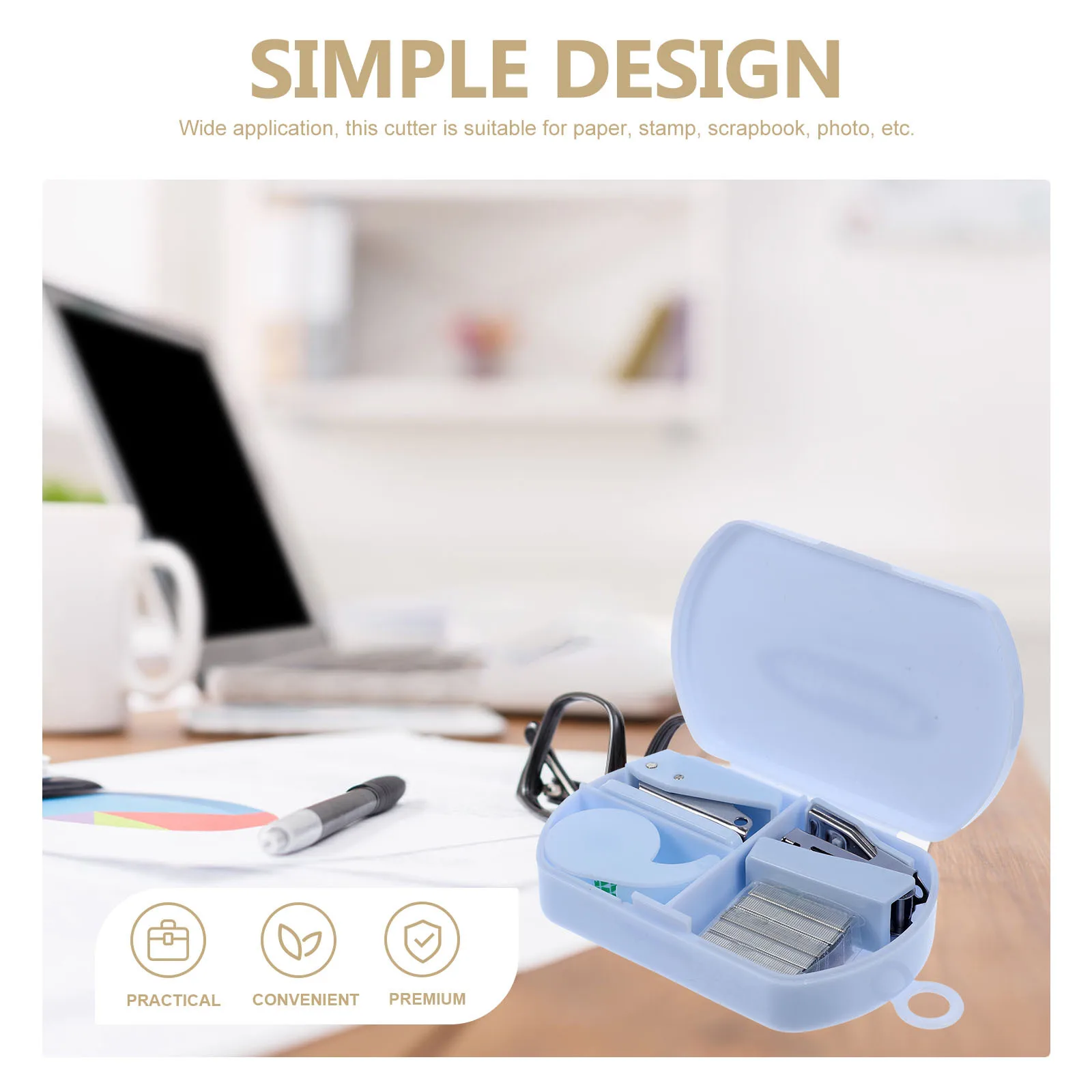 

1Set Multifunctional Stapler Tape Cutter Tool Kit for Scrapbooking DIY Office School Portable Mini Craft Supply Box