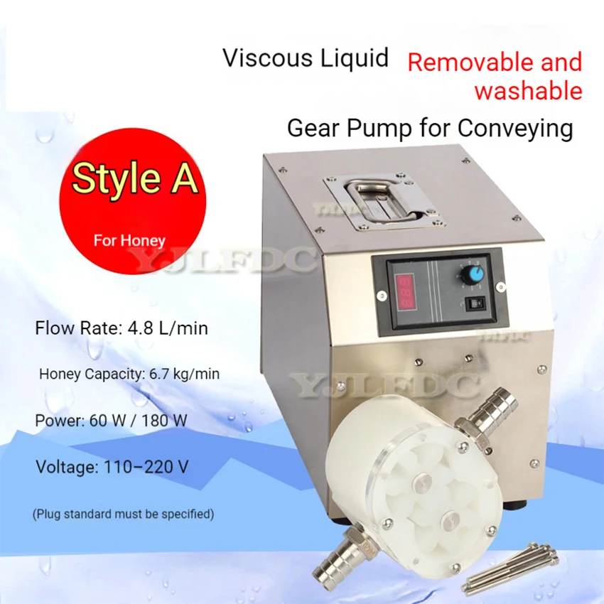 High Concentration Gear Transfer Pump 300L/H Viscous Liquid Pump for Honey Syrup Fruit Vegetable Sauce Honey Pump 110V-240V