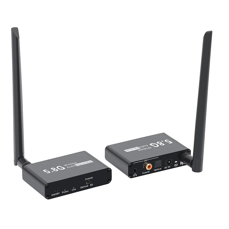 Trasmettitore audio ottico coassiale wireless da 5,8 GHz Extender 50M WiFi Ricetrasmettitore audio stereo analogico da 3,5 mm per altoparlante TV Soundbar