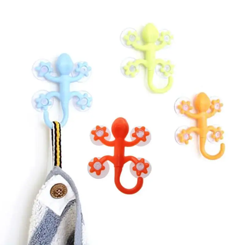 Wall Hook Hanger Gecko Hook with 4 Suction Cup Super Suction Cartoon Hook for Bathroom Kitchen Wall home Hanger Decoration