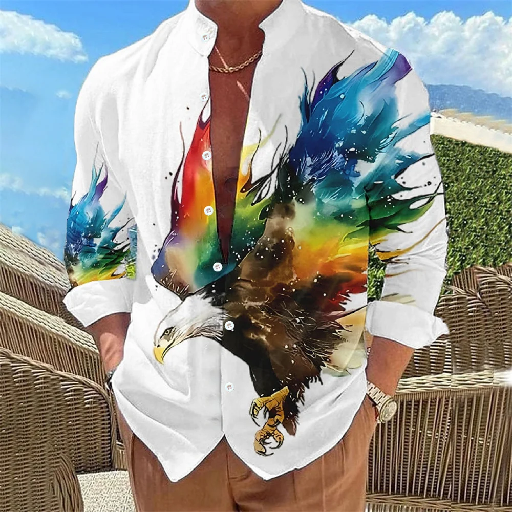 

Men's Floral Print Long Sleeved Shirt, Fashionable Casual Social Party Lapel Button Up Shirt, Comfortable Plus Size