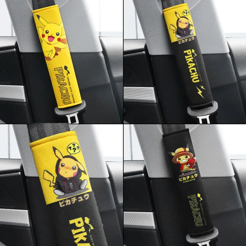 New Pokemon Figure Pikachu Seat Belt Creative Seat Belt Shoulder Seat Belt Cover Toys Boys Girls Car Interior Decoration Gifts