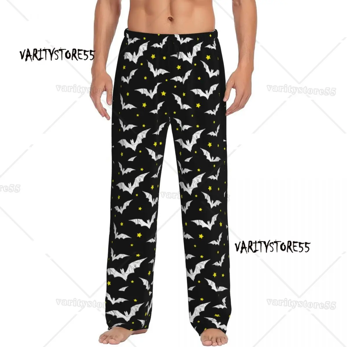 

Custom Creepy Bats Pajama Pants Men's Halloween Goth Occult Witch Sleepwear Lounge Sleep Bottoms Stretch with Pockets