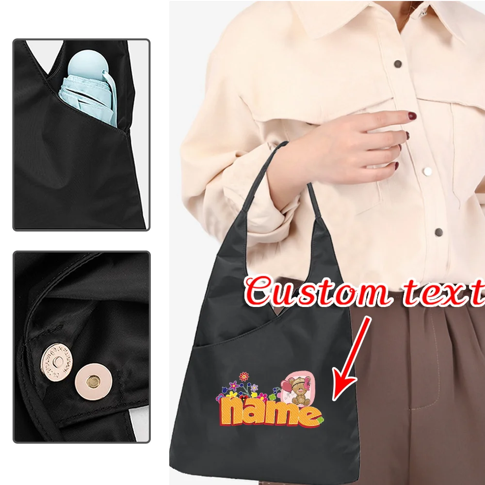 

Personalized Customized Women's Shopping Bag Large Capacity Multifunctional Travel Shoulder Bag Foldable Eco-friendly Handbag