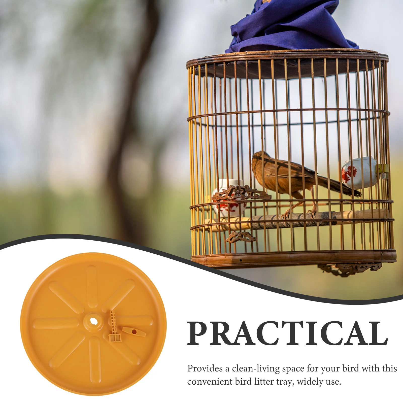 قفص الطيور صينية سفلية صغيرة الحجم من البلاستيك خفيفة الوزن صينية فضلات الطيور استبدال قفص أنبوب عموم الطيور حامل أنبوب