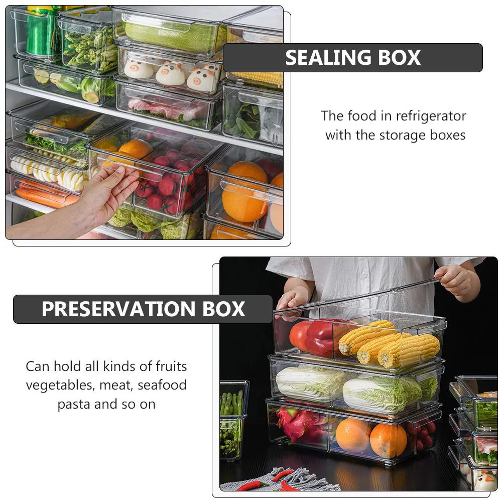 

Sealed Food Storage Containers Crisper Boxes for Refrigerator Fruits Vegetables Meat Clear Bins Organizers Preservation Reusable