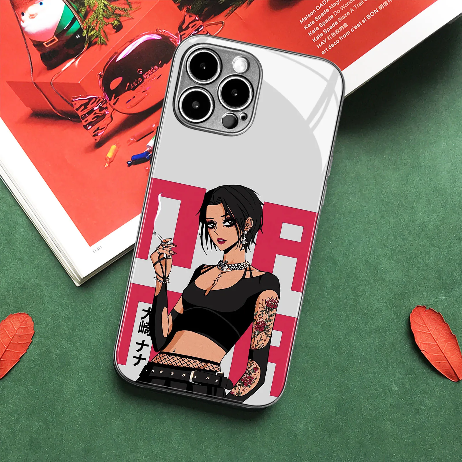 Nana osaki Anime TPU Tempered Glass Colors Silver Phone Case for IPhone 7, 8, 15 Plus, Xr, Xs, 12, 13 Mini, 11, 14, 15 Pro Max