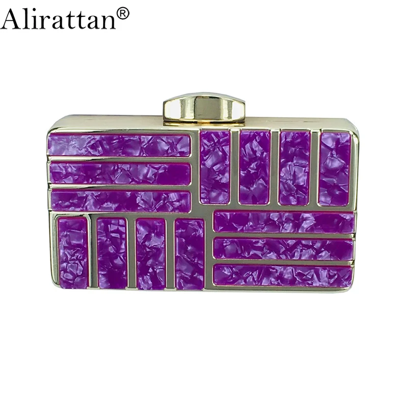 Alirattan New Acrylic Evening Clunch Bag for Women 2025 Fashion Design Chain Shoulder Crossbody Bag Luxury Lad Wedding Party Bag