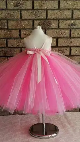 Girls pink Petals Fairy Tutu Dress Kids Flower Dress Ball Gown with Ribbon Bow Children Wedding Party Costume Dresses