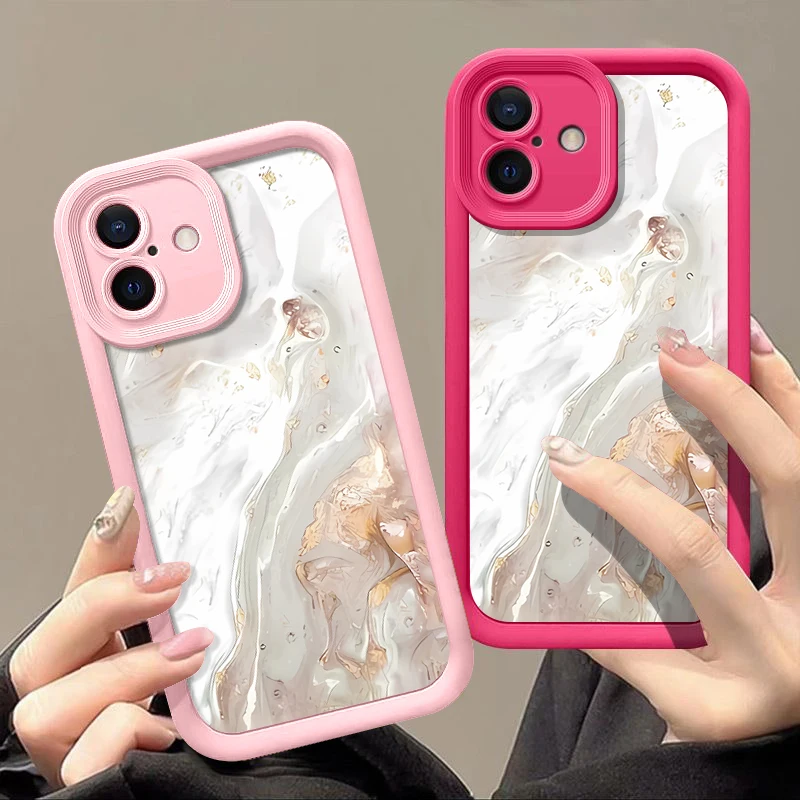 Marble Pattern Phone Case For iPhone 17 Air 16e 16 15 14 13 12 Pro Max 15 14 Plus 16 17 Pro 11 Candy Color TPU Soft Cover Fundas