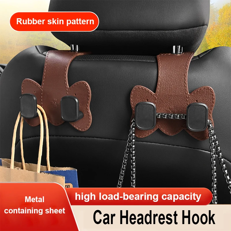 

Universal 2-in-1 Car Headrest Hook Premium Suede Dual Hook Rear Seat Hanging Alloy Hanger with 10KG Large Load-Bearing Capacity