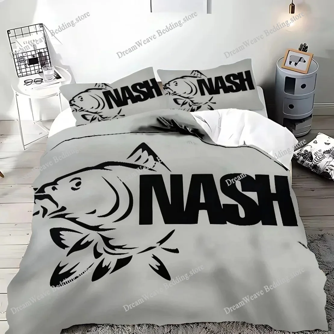 

3D Printed Fishing Nash Bedding Set Adult Boy Girl Nash Logo Duvet Cover PillowcaseBedroom Decoration Gift Single Double Large