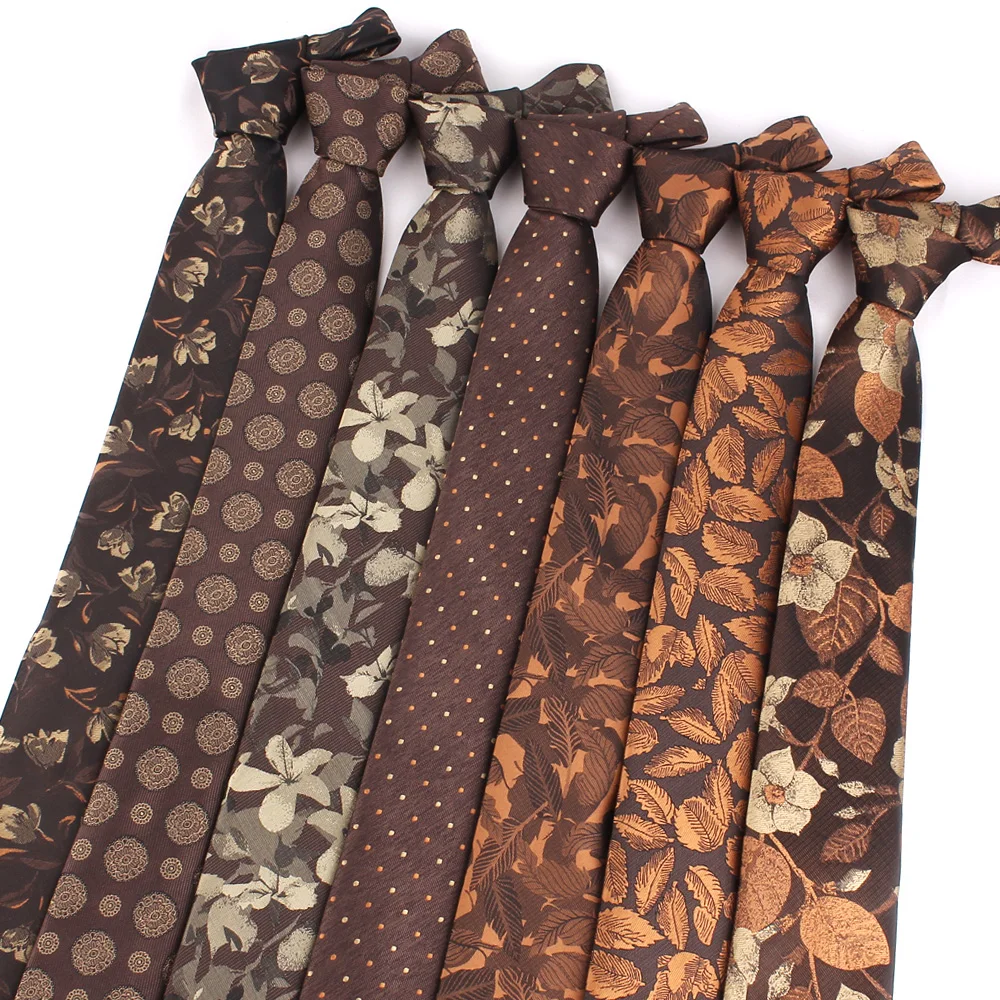 

Flower Woven Ties For Men Women Brown Styles Neck Tie For Party Business Classic Neckties Wedding Floral Groom Neck Tie Gifts