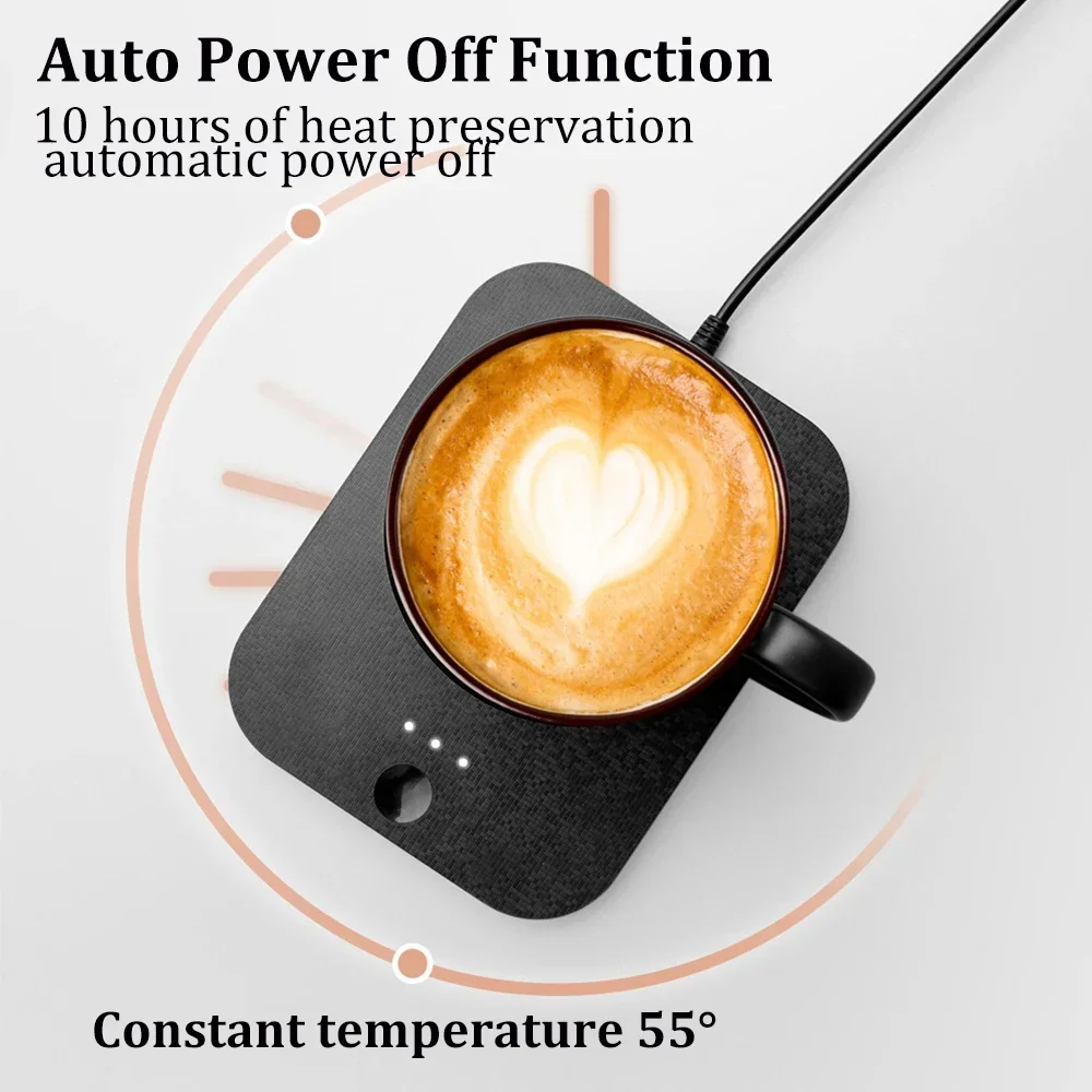 USB Wireless Charging Cup Warmer Pad Café, Leite, Chá, Aquecedor de caneca de água, 3 Gear Temperatura, Coaster de aquecimento para casa, Office Cup