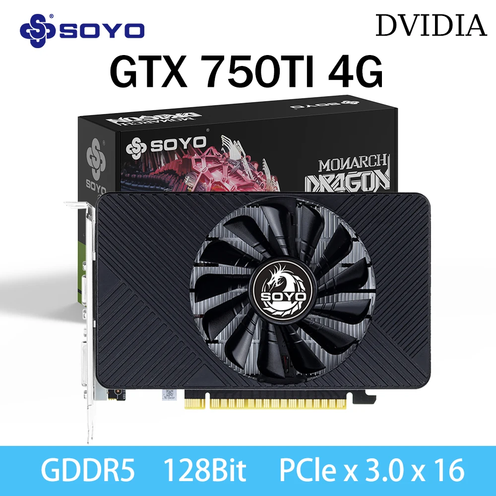 

SOYO NVIDIA GPU GTX 750 TI 4G Graphics Card GDDR5 PCI-E 3.0X16 Gaming Video Cards Desktop Computer components 128Bit 28nm