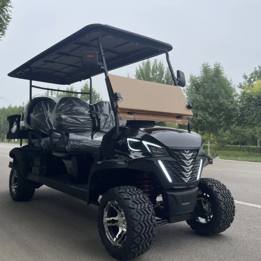 Electric Car Street Legal Color Black Battery 72V/120AH Lithium Battery Golf Cart Scenic Sightseeing Car With Factory Price