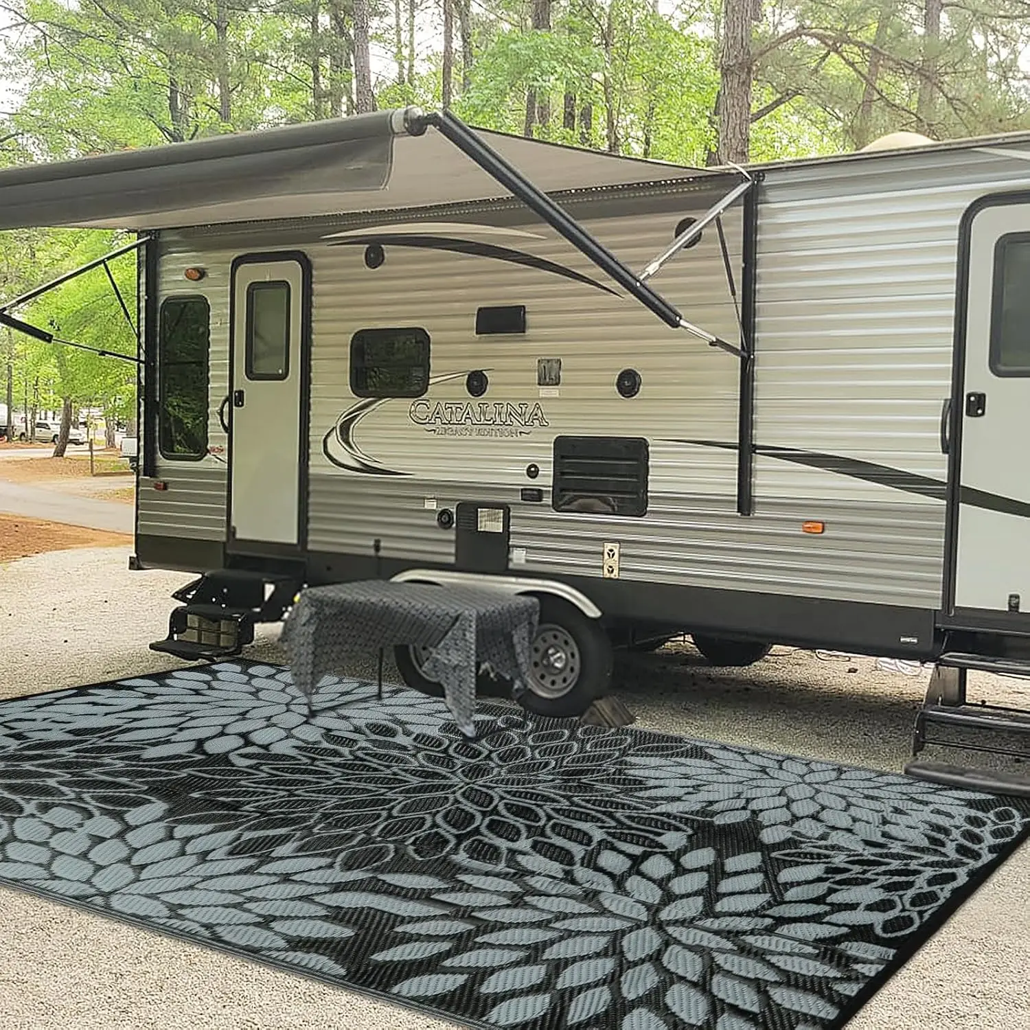 

8x10ft Outdoor Rug for Patios Clearance Waterproof, Reversible Tropical Straw Mat for Camping, RV, Porch, Deck, Balcony
