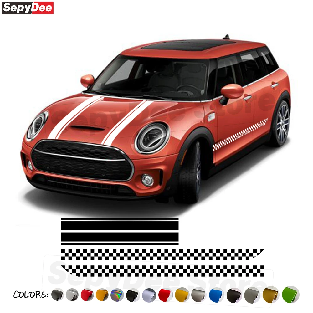 

Car Hood Bonnet Checkered Graphic Door Side Sticker for MINI COOPER S Clubman R55 F54 Body Stripe Kits Vinyl Decal Accessories