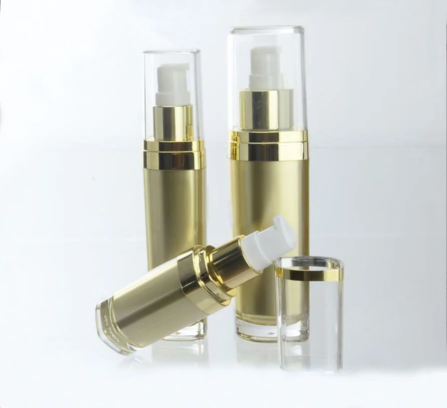 15ml 골드 아크릴 병 세럼/로션/에멀젼/파운데이션/화이트닝 토너 액체 에센스 화장품 포장 플라스틱 병