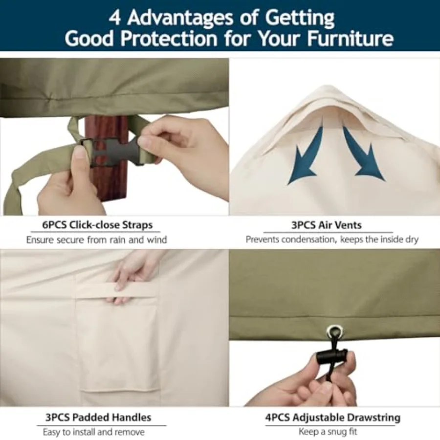 غطاء أريكة مقطعي خارجي بتصميم على شكل حرف V مقاس 105 بوصة × 105 بوصة من قماش RipStop المقاوم للماء مع حماية ضد الأشعة فوق البنفسجية حتى 600D ثقيل #6