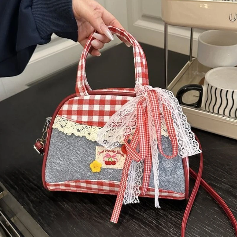 

Японский милый кружевной ремень с бантом в стиле ретро, большая вместительная сумка через плечо, кавайная женская сумка, сумки на плечо, сумка для хранения, кошелек