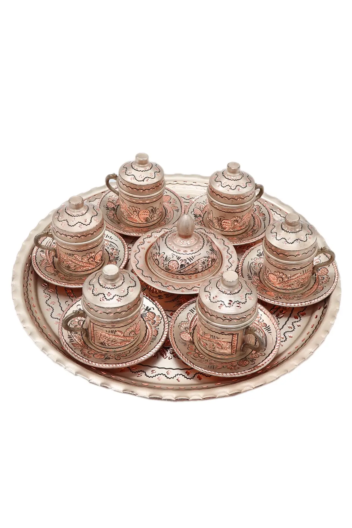 Silver coffee cup set 6 people-copper hand processing-erchains Cooper Luxury Cups