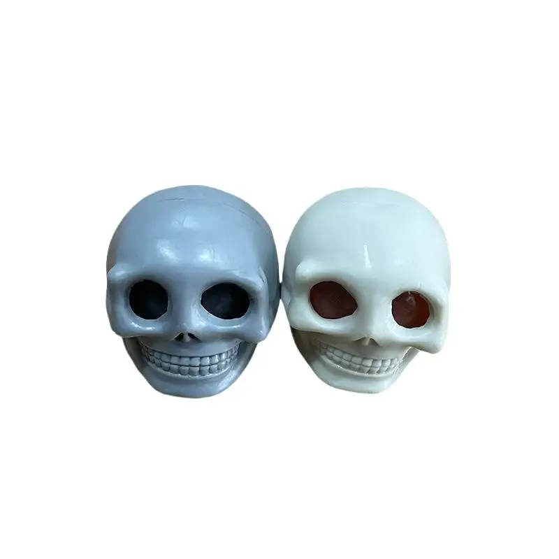 1/2Pcs Squeeze Skull Fidget Toy; Pranksters' Dream of Blood and Maggots for Halloween, Stress-Relieving.
