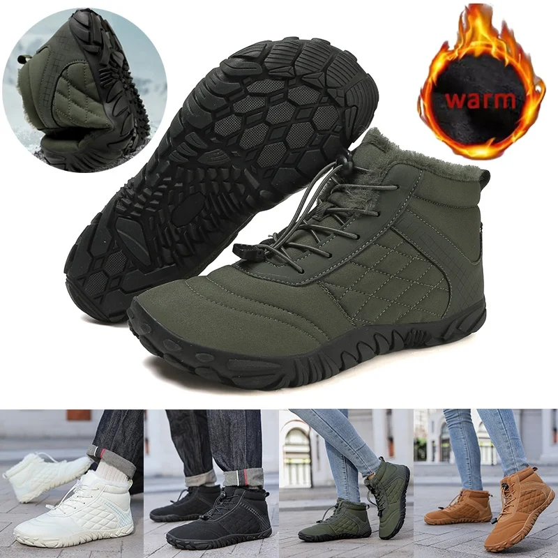 

Зимние непромокаемые зимние ботинки, уличная противоскользящая мужская походная обувь, теплые плюшевые ботинки, удобные теплые женские хлопковые ботинки босиком