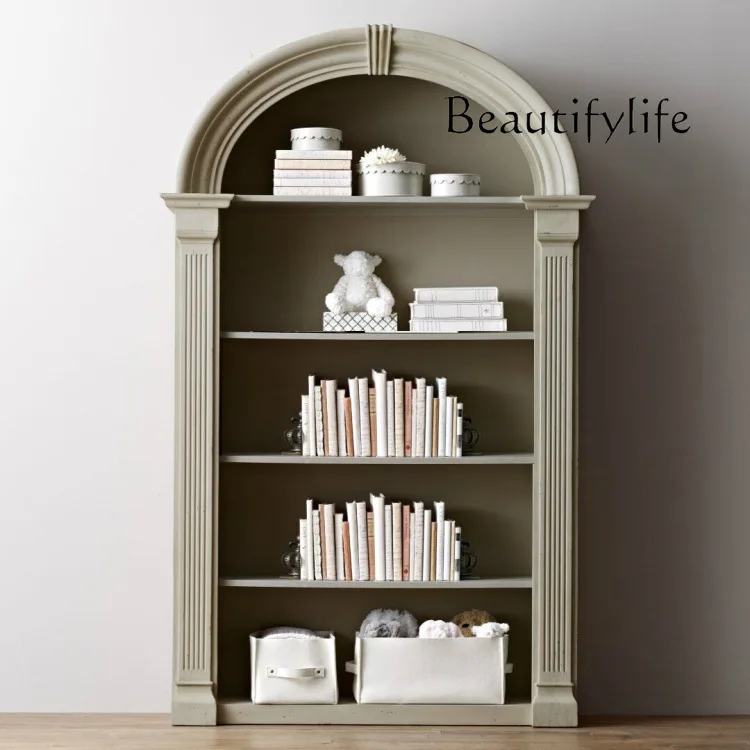 

French Country Style Solid Wood Bookcase Open Multi-Layer Shelf