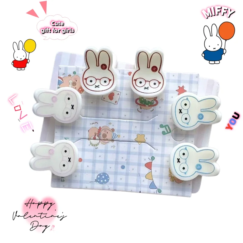 Miffy Cute Cartoon Clip High-Looking Anime Peripheral Bunny Acrylic Three-dimensional Mini Clip Sweet Girl Clip Hair Accessories