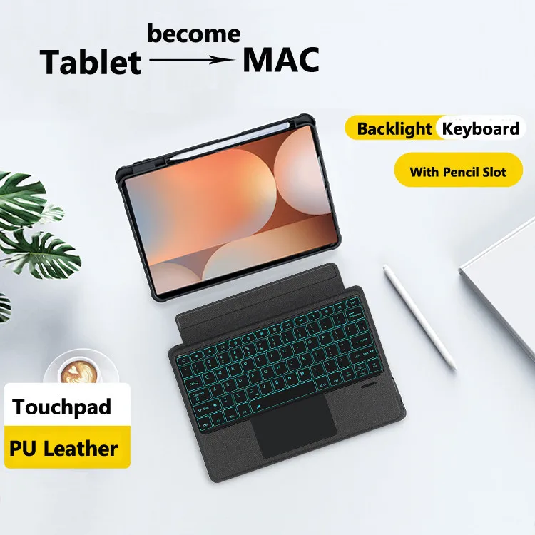 

Чехол Smart Touch Keyboard для Samsung Galaxy Tab S10 Plus S10+ 12,4 A9 Plus 11 S9 FE 10,9 S7 FE S8+ 12,4 A8 10,5 Чехол с подсветкой