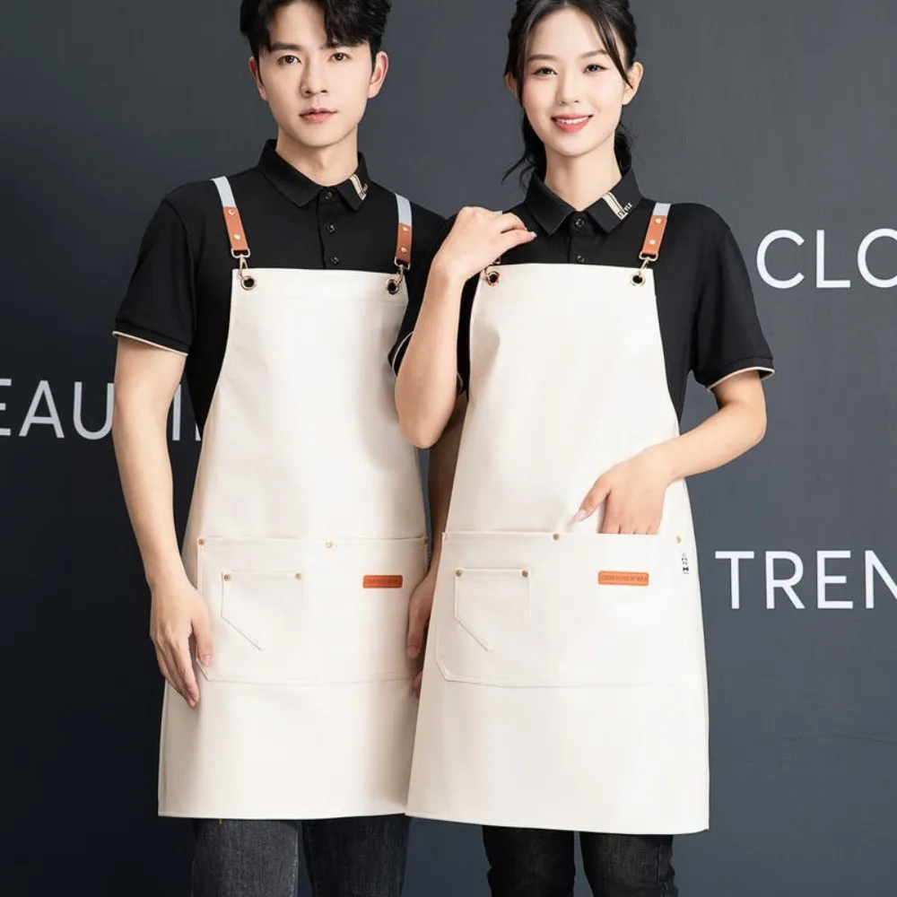 

Creative PU Baking Cooking Aprons Solid Color Sleeveless Apron Antipollution Waterproof Workwear Housework
