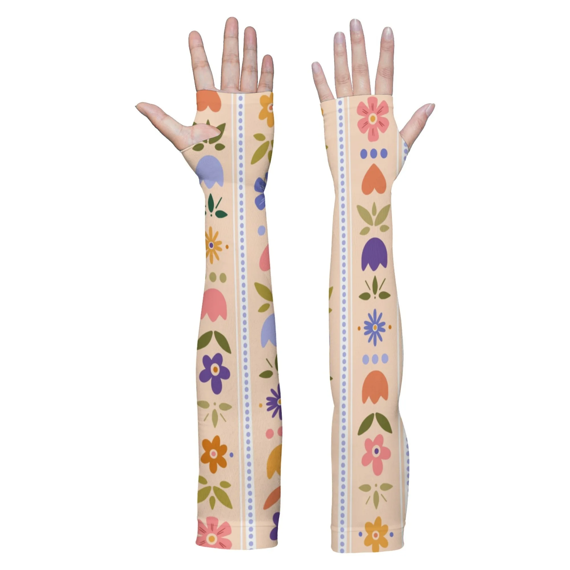 Floral Element Pattern UV Sunscreen Arm Sleeves Outdoor Sports Non-slip Comfortable Breathable Ice Sleeves Daily Sleeves Unisex