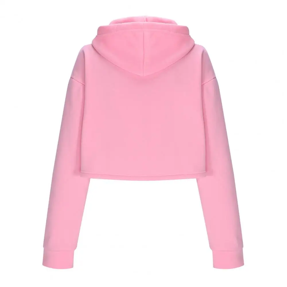 Women Polyester Hoodie Versatile Women Outerwear Stylish Women's Drawstring Cropped Hoodie for Casual Fall for Fashionable